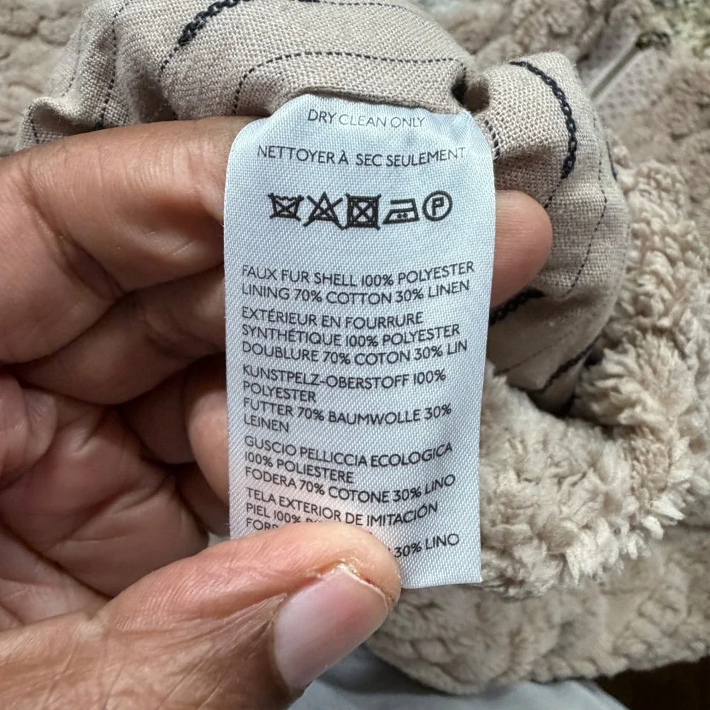 Pilcro and the Letterpress Faux Fur Cable Knit Zip Up Jacket Taupe XS